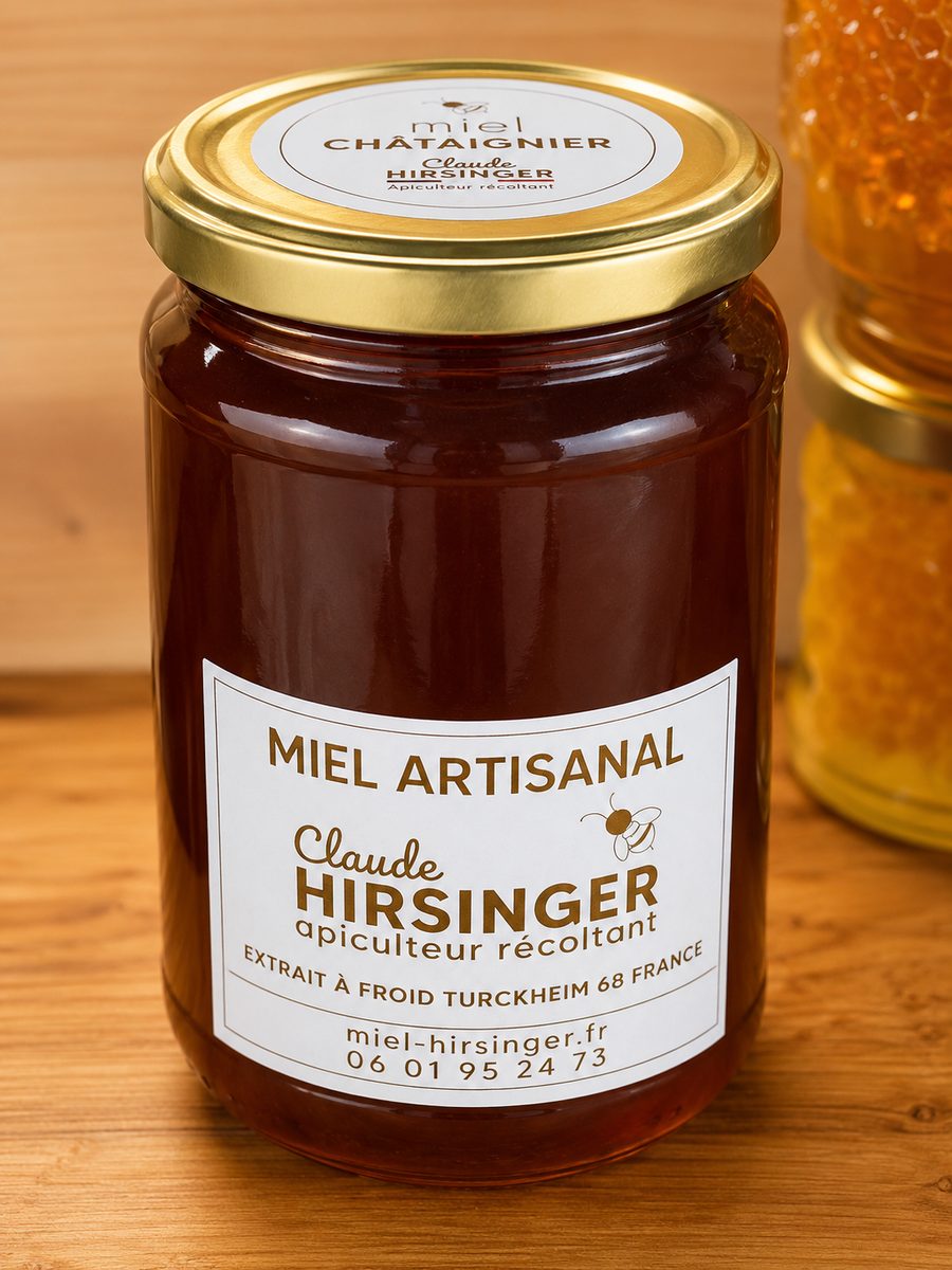 Pot de miel de Châtaignier Hirsinger, en pleine nature